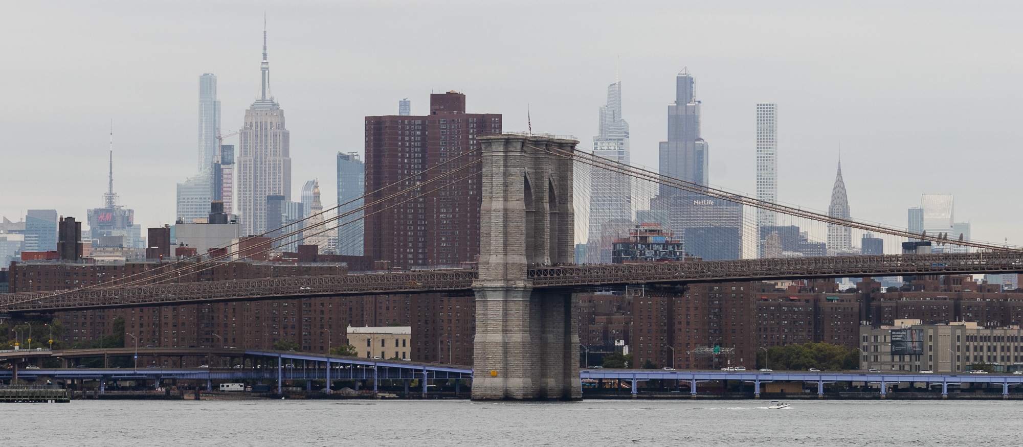 Brooklyn Bridge and Midtown Manhattan from Ferry